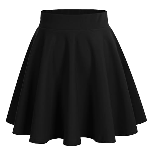 DRESSTELLS Women's Casual Mini Skirt, FLL Flowy High Waisted Short A-line Skater Stretchy Flared School Pleated Skirts 2026 Black S