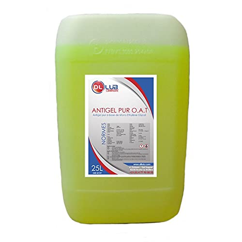 DLLUB - ANTIGEL Pur O.A.T - MEG (Mono Ethylène Glycol) - 25 litres, Jaune Fluo