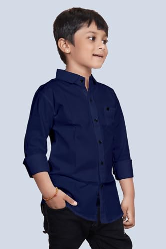 Image of Boys Solid Casual Shirt in Cotton Fabric