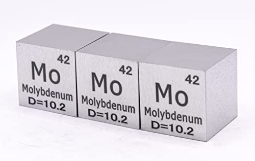 Image of 1 inch 25.4mm Molybdenum Metal Cube Mo up to 99.9% Pure Periodic Table Element Engraved Density Collection Science Education Display Block Cube + Acrylic Case Box - 1PC