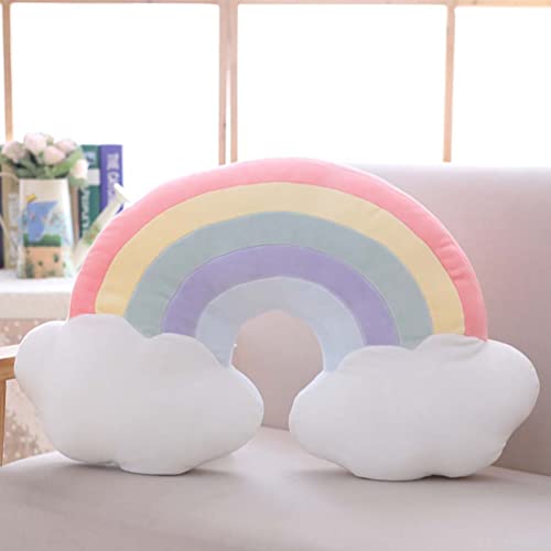 Jhorxa Rainbow Shaped Pillow 21'' Plush Rainbow Cloud Pillow Rainbow Travel Pillow Soft Stuffed Rainbow Decor Cushion Car Home Decorations Gifts