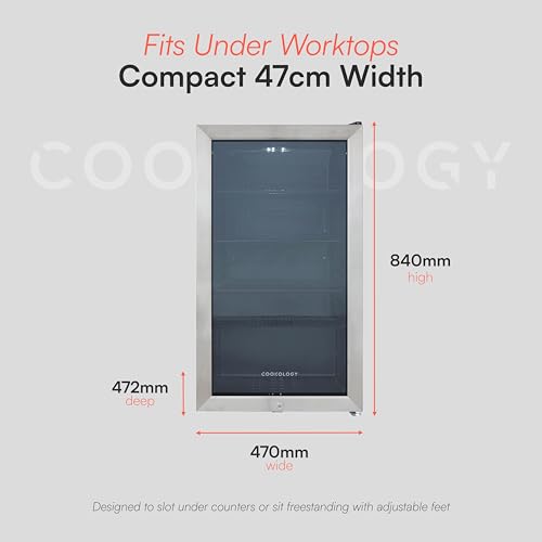 Cookology CBC98SS Under-Counter Fridge, 98 Litre Beer, Wine and Drinks Fridge with Adjustable Temperature Control, LED Light and Energy Efficient - in Stainless Steel