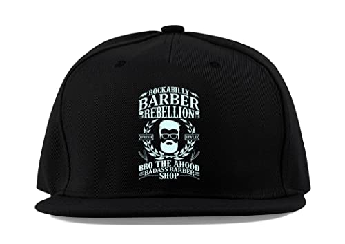 Casquette de baseball en coton Barber Shop avec visière plate rigide et design noir