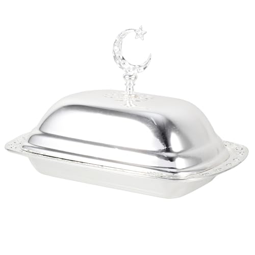 Cabilock Plato De Mantequilla Retro Bandeja Para Servir Con Tapa Encimera Cubierto Bandeja Servicio Soporte De Mantequilla Con Tapa Plato De Servicio Manteca Para Mostrador Planchar Plata