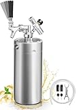 128OZ Mini Keg Growler, Pressurized Draft Beer Dispenser System Portable Stainless Steel Beer Growler Tap System Keeps Carbonation and Fresh with 0-60PSI Dual-Stage CO2 Regulator for Camping, Picnics