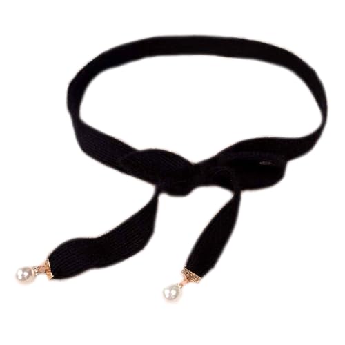 YM YOUMU Women Soft Knitted Belt Replacement with Pearls Elegant Waist Belts for Long Sweater Cardigan Dress3