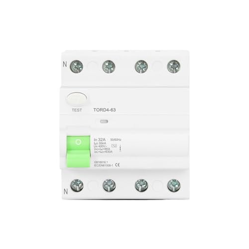 Interruptor diferencial 4 polos 100mA evita cortocircuitos disyuntor electromecánico 63A 230V 2