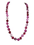  Collana Donna artigianale in Agata Fucsia, Pietra Naturale, Fatta a Mano, chiusura a ciambella