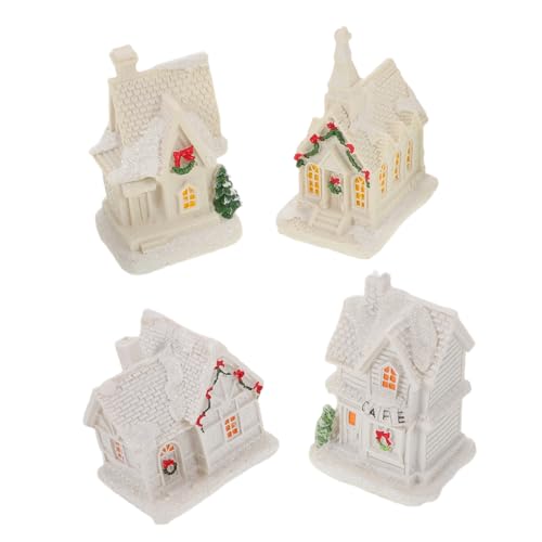 Casas Navideñas Iluminadas set de 4 miniaturas de resina regalo ideal de decoración interior 2