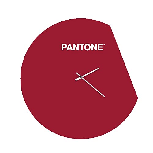 Pantone by Homemania Homemania Moon Clock Round Wall Decoration for Living Room Kitchen Office Bordeaux White Metal 40 x 0.15 x 40 cm
