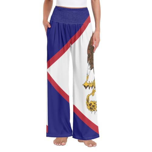 Pantalon large femme GuoChe au motif drapeau des Samoa américaines