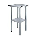 AmGood 20 in. x 20 in. Stainless Steel Work Table | Metal Kitchen Food Prep Table | NSF