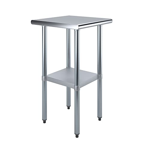 AmGood 20 in. x 20 in. Stainless Steel Work Table | Metal Kitchen Food Prep Table | NSF