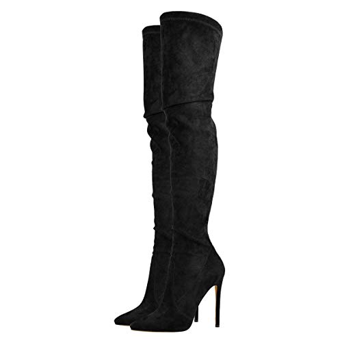 blingqueen Women's Overknee Stiletto High Heels Stretch Boots, Black velour., 10 UK blingqueen Women's Overknee Stiletto High Heels Stretch Boots, Black velour., 10 UK