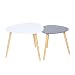 Produktbild Happy Home Couchtisch Set von 2 Nesting Endtische Weiß Grau Finish mit Holzbeinen für Wohnzimmer Balkon und Büro (WEI&GRA)