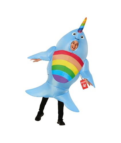 Morph Costume Gonflable Narval Enfant, Déguisement Poisson et Animaux, Idéal pour Carnaval et Fêtes, Taille Unique
