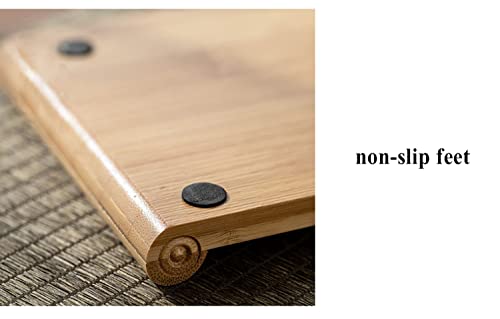 Image of Bamboo Serving Tea Tray Book Scroll Japanese-Style Kung Fu Tea Table Rectangular Tea Accessories (M)