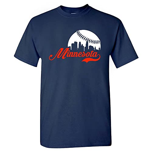Xtreme Apparrel Minnesota Baseball Skyline Mens Fan T-Shirt (Navy T-Shirt 2XL)