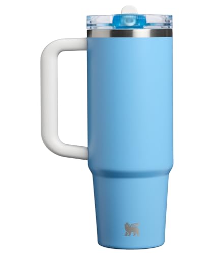 Image of STANLEY Quencher ProTour Flip Straw Tumbler with Leakproof Lid, 30 oz | Built-in Straw and Handle | Cup Holder Compatible for Travel | insulated Stainless Steel Cup | BPA-Free | Team Light Blue White