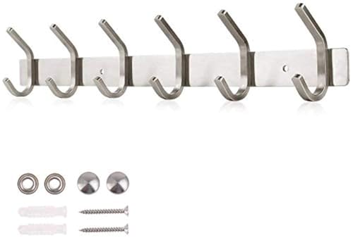 Dripex Hakenleiste Rostfrei Edelstahl Kleiderhaken Garderobenhaken gebürstete Optik Doppelhaken bis zu 30kg belastbar Haken (Silber, 6 Haken) Dripex Hakenleiste Rostfrei Edelstahl Kleiderhaken Garderobenhaken gebürstete Optik Doppelhaken bis zu 30kg belastbar Haken (Silber, 6 Haken)