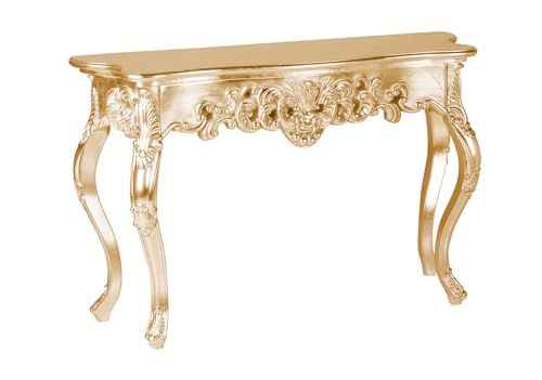 Item shape: Rettangolare Consolle in oro con decorazioni e ornamenti fatti a mano, credenza antica, lussuosa e sontuosa barocca in rococò Repro, 85 cm