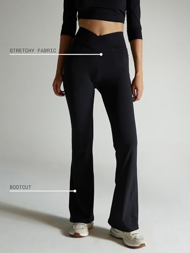 Image of CAVA Tall Hourglass Flared Leggings for Women | V-Waistband, Anti-Camel Toe Design, Tall Fit, Flared Bottoms, Deep Pockets, Sculpting Stretch Fabric