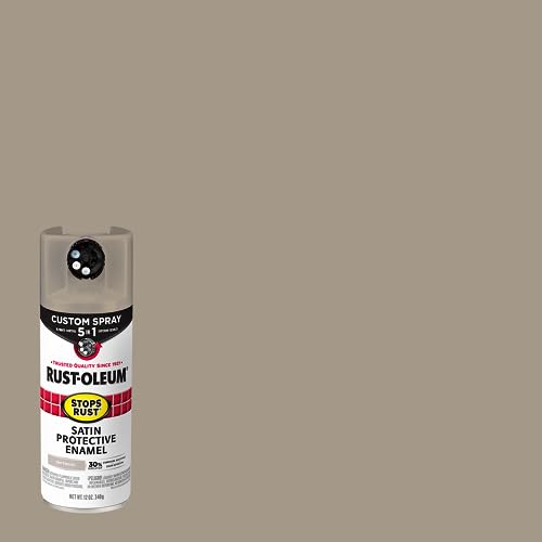 Image of Rust-Oleum Stops Rust Custom 5-in-1 Spray Paint, Satin Driftwood | Rust Preventive Protective Enamel, Multi Surface (Metal, Wood and More), Adjustable Dial for Better Control, Fast Dry, 6 Pack