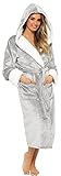 KATE MORGAN Ladies Soft & Cosy Hooded Dressing Gown (12-14, Grey Shimmer) - Image 7
