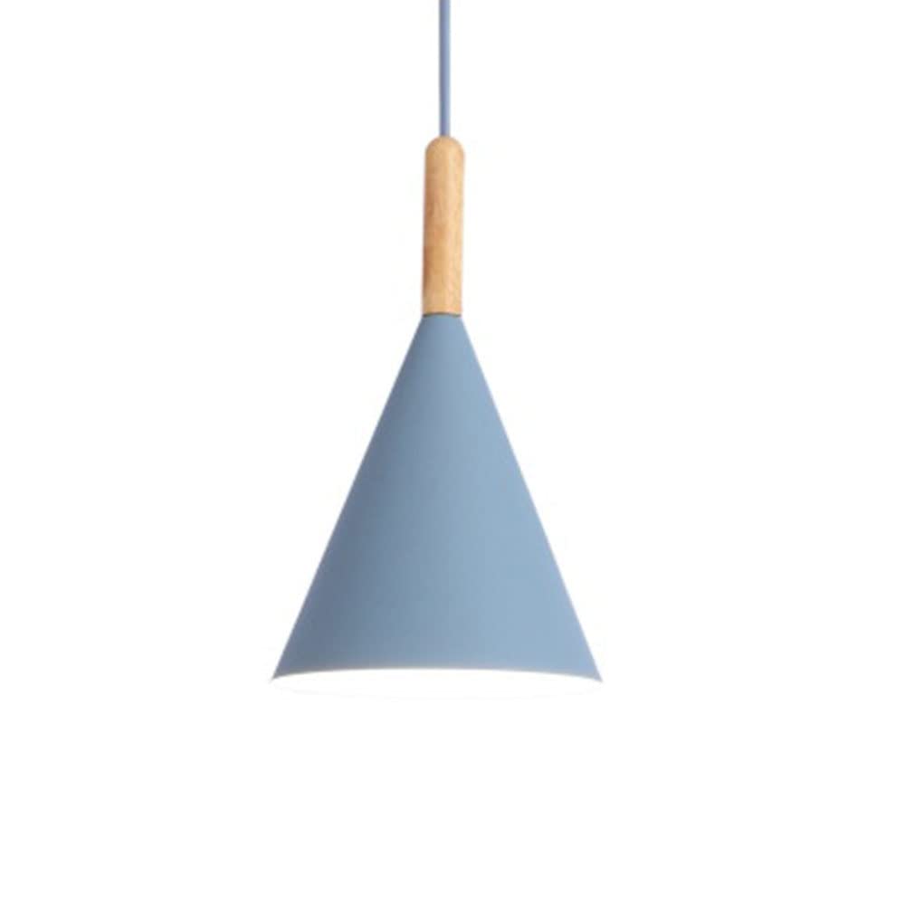 Lustre en bois à tête unique avec abat-jour gris rose bleu bonbon
