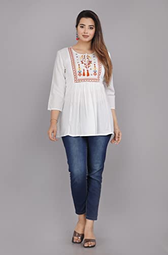 Image of Ganga febtex Women's Rayon Embroidered Short Kurti /Tops