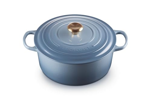 Le Creuset Signature Gusseisen-Bräter mit Deckel, Ø 28 cm, Rund, Für alle Herdarten und Induktion geeignet, Volumen: 6,7 l, 6,125 kg, Chambray, 21177284344441