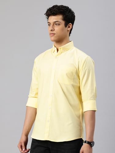Image of Majestic Man Men's Solid Pure Cotton Casual Shirt - Slim Fit | Full Sleeves | Soft & Breathable Fabric