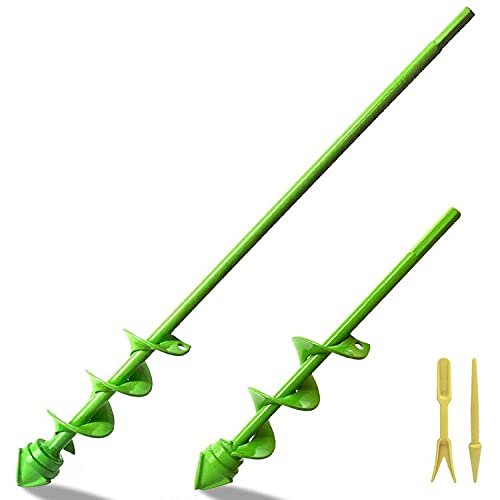 Yur1help Schlangenbohrer für Pflanzen, starkes Garten-Schlangenbohrer-Set, 45,7 x 4,1 cm und 22,9 x 4,1 cm, Blumenzwiebel-Pflanzenloch-Bagger für 3/8-Zoll-Sechskantantrieb-Bohrer (2 Stück) Cover