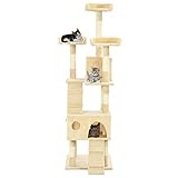 Ksodgun Rascador de gato con postes de sisal para arañar plataformas de visualización de gatos Essentials Rascador de 170 cm Beige