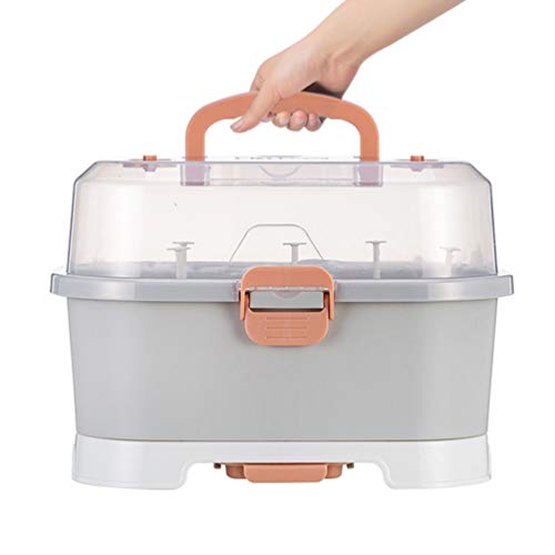 Toyvian 1Pc Portable Baby Bottle Drying Rack Storage Box Organizer Case with Cover Portable Feeding Bottle Kitchen Cabinet for Home