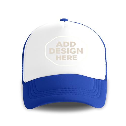 Desgin Grid Cap Upload Your Image/Text Casquette réglable Snapback Grille Noir, bleu marine, Taille unique