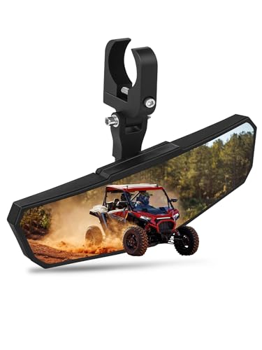 ZIDIYORUO UTV Rear View Mirror Adjustable SXS RZR Center Rearview Mirror with Aluminum Clamp Fit for 1.5-2 Roll Bar Compatible with Polaris RZR Pioneer Talon Can Am X3 Kawasaki CFMOTO