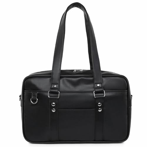 Sac japonais sac d'école bandoulière en cuir PU zippé noir marron mode femme