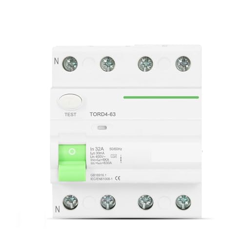 Disyuntor de corriente residual RCD 63A 100mA para redes trifásicas seguras