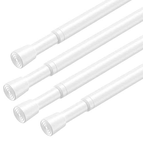 Image of AIZESI Spring Tension Rods Adjustable Tension Curtain Rod Small Tension Rod No Drilling Expandable Spring Loaded Curtain Tension Rod(White,26 inch to 39 inch-4Pcs)