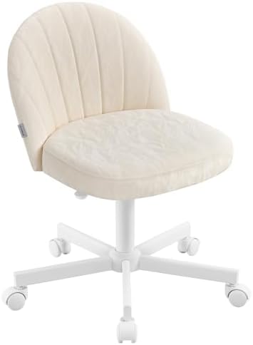 SONGMICS Homeoffice-Stuhl, Schminkstuhl aus PU-Leder, höhenverstellbar | Schreibtischstuhl, Schaumstoffpolsterung, für Arbeitszimmer, Schlafzimmer, Ankleidezimmer, Weiß, LAELA Koll