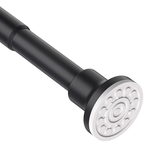 Shower Curtain Pole Black Matt， Adjustable Telescopic Shower Curtain Rod 72-255cm， Shower Curtain Rail No Drilling and Stainless for Bathroom Window