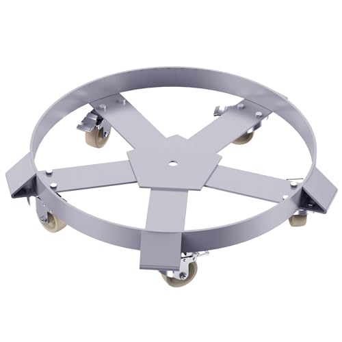 55 Gallon Steel Drum Dolly,Heavy Duty 1220lbs Load Capacity, Barrel Dolly Cart Drum Caddy for 55 Gallon Drum,Hand Truck Dollies with Steel Frame 4 Swivel Casters Wheel, for Warehouse Drum (5 Wheels)