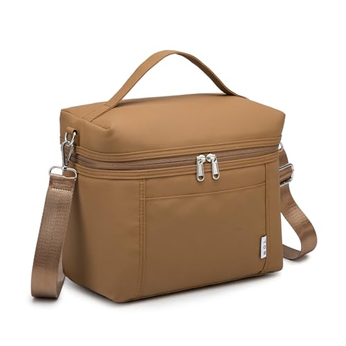 NOL Natural Organic Lifestyle Insulated Lunch Bags for Women Cooler Bag Lightweight Nylon Waterproof Lunch Box For Work (Small, Brown) -  200710/01-14-Brown-ABC