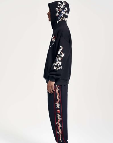 Niepce Inc Men's Streetwear Men's Dragon Embroidered Heavyweight Graphic Hoodies Hooded Sweatshirt