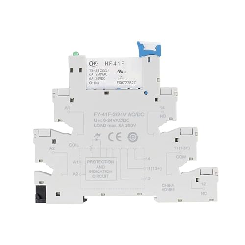Módulo de relé delgado FY-41F-2 de 12VACDC con enchufe de protección de 6,2mm 2