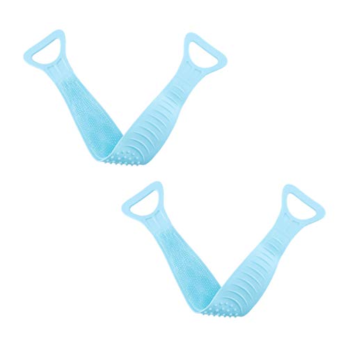 HEALLILY 2 Pcs Esfoliante de Volta de Silicone Esfoliante Corpo Longo para TrÃ¡s Massagem Escova Toa