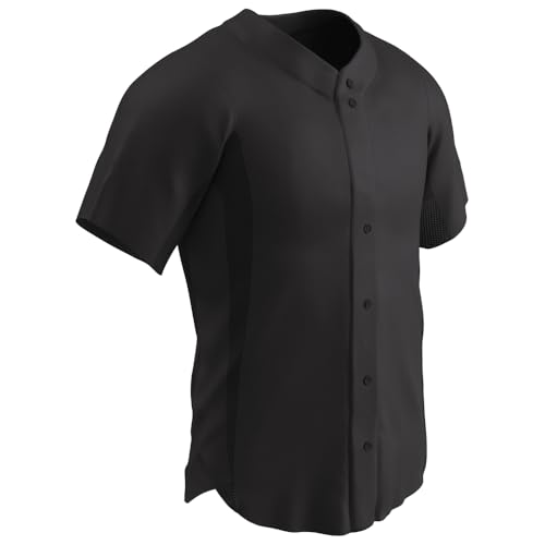 CHAMPRO Reliever Full Button Adult Baseball Jersey - Black - X-Large
