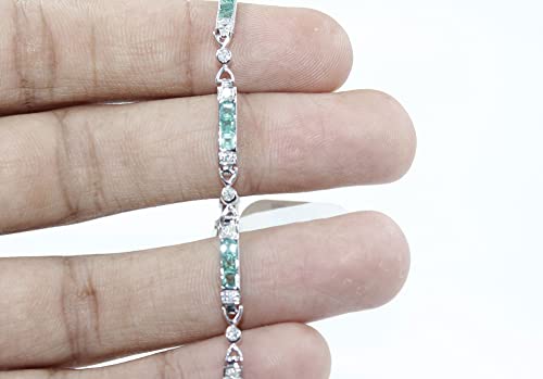 Emerald Diamond Bracelet For Woman Girls Gemstone Charm Band Solid Silver #TOP6
