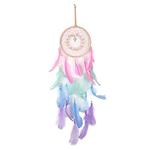 Dream Catchers,Colorful Dream Catcher Large Wall Hanging Decor Bedroom for Boys&Girls&Kids.Handmade from Feathers and Crystal Beads.